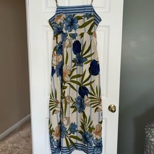 Cece Floral Maxi Dress with Blue and Green Accents